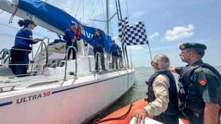 Indian Army Sailing Vessel Triveni is sailing from Cape Town to Mumbai after a global circumnavigation mission